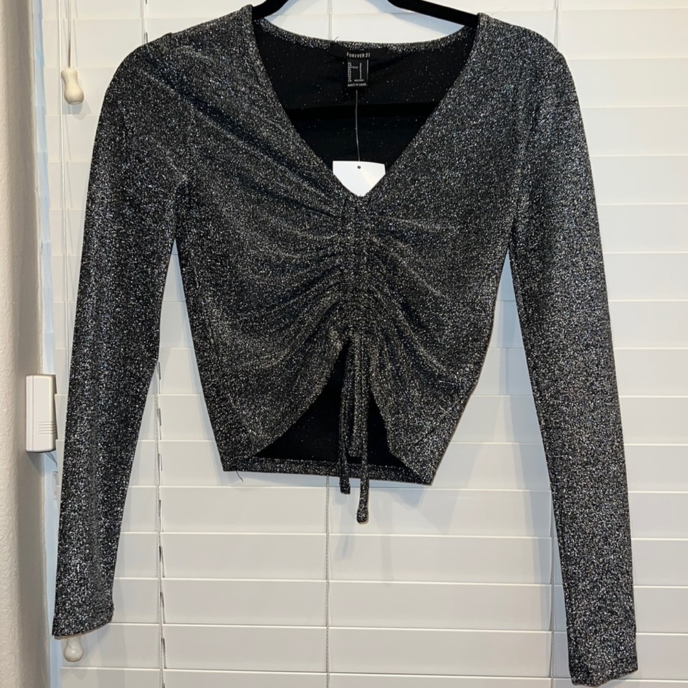 Glitter Black Long Sleeve Top